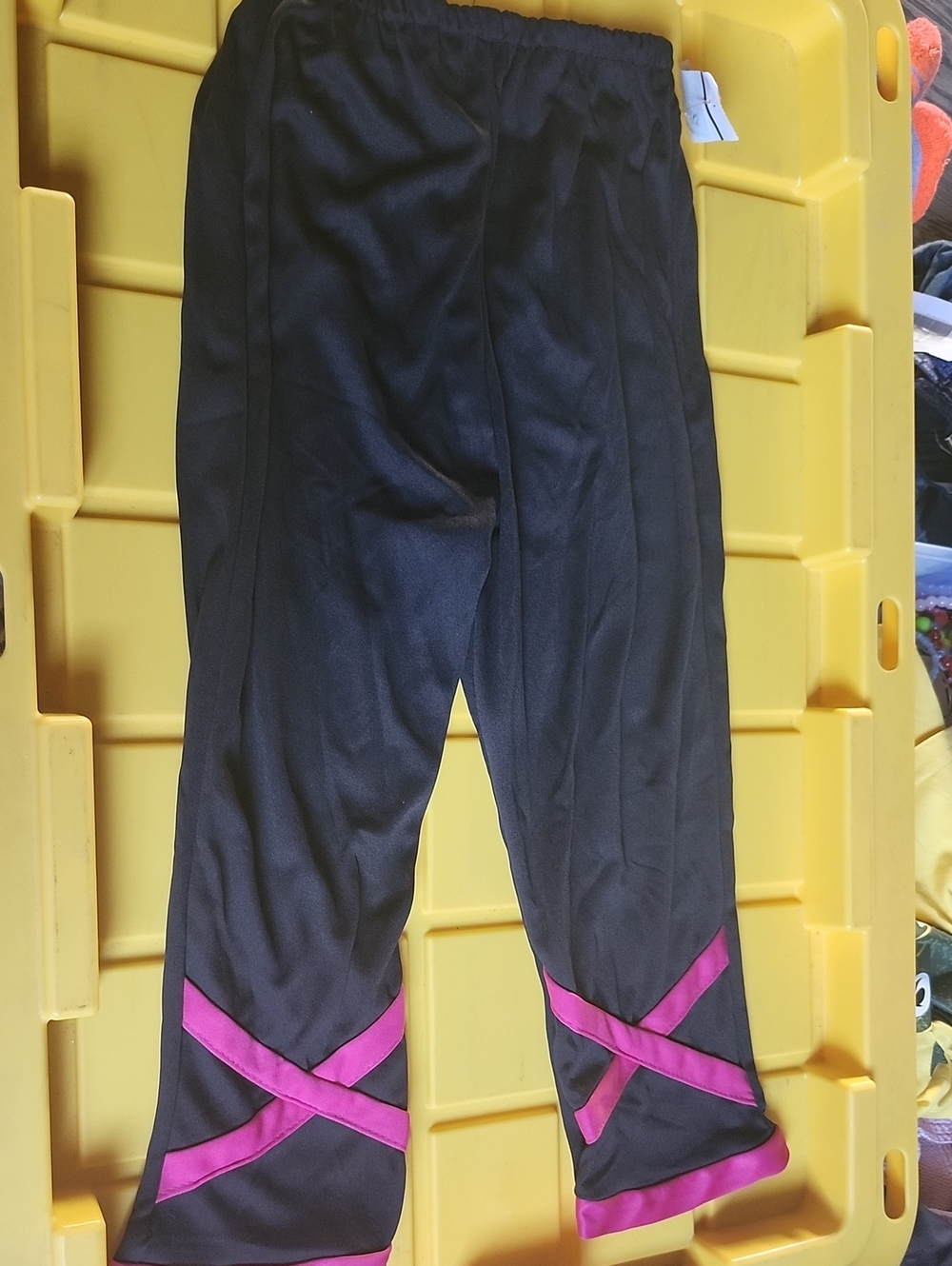 Kids Black Active Pants with Pink Trim
